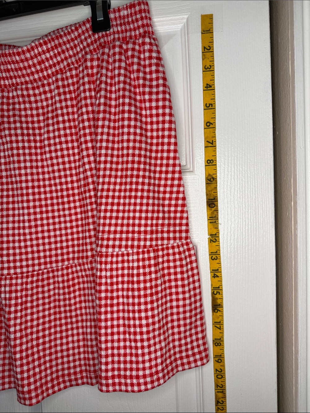 Lands' End Red and White Gingham A-Line Tiered Skirt - Picture 2 of 6